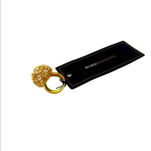 BCBG Maxazria large gold ball rhinestone ring cocktail ring, bling